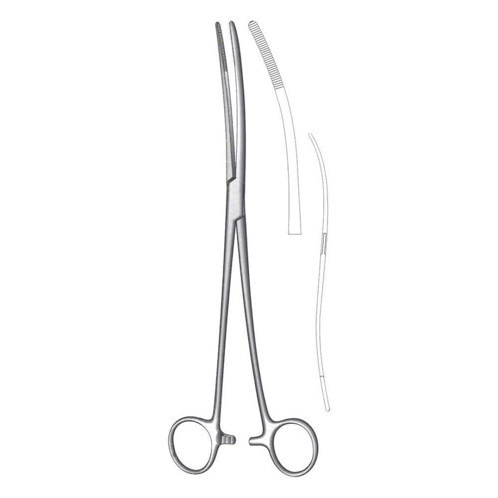 Bozemann Dressing Forceps , S Shaped, Curved 26cm