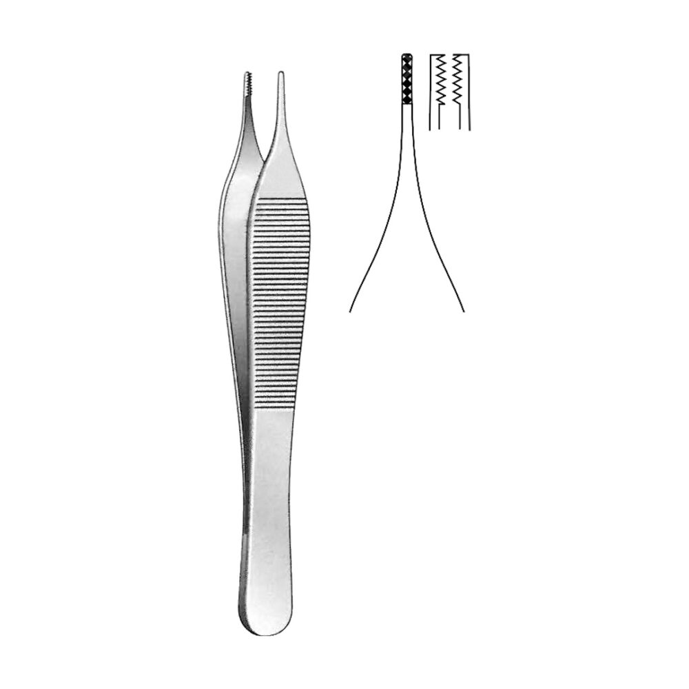 Adson Brown Tissue Forceps, 7x7 Teeth 12cm