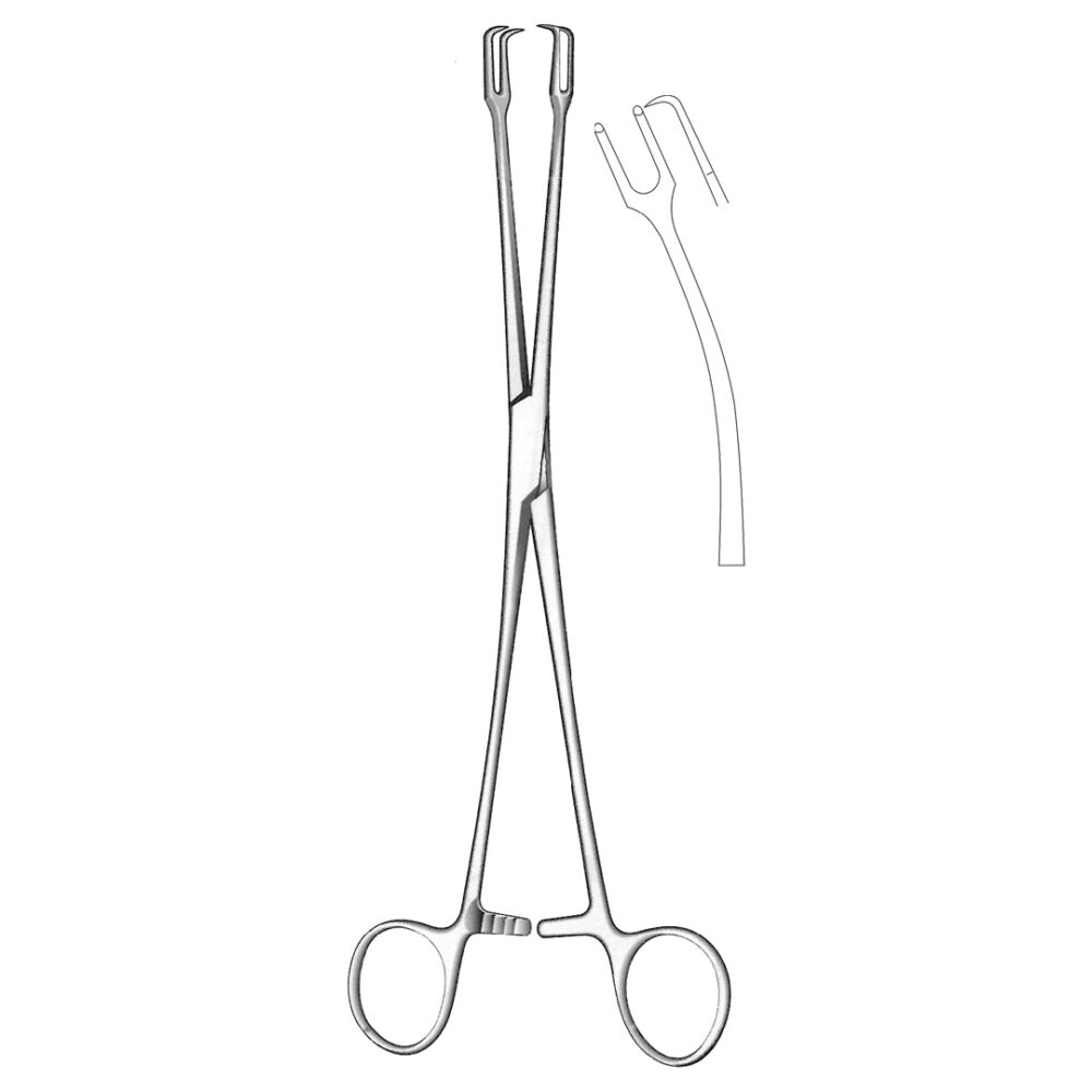 Schroeder Tenaculum Forceps, Curved Sideways 24cm