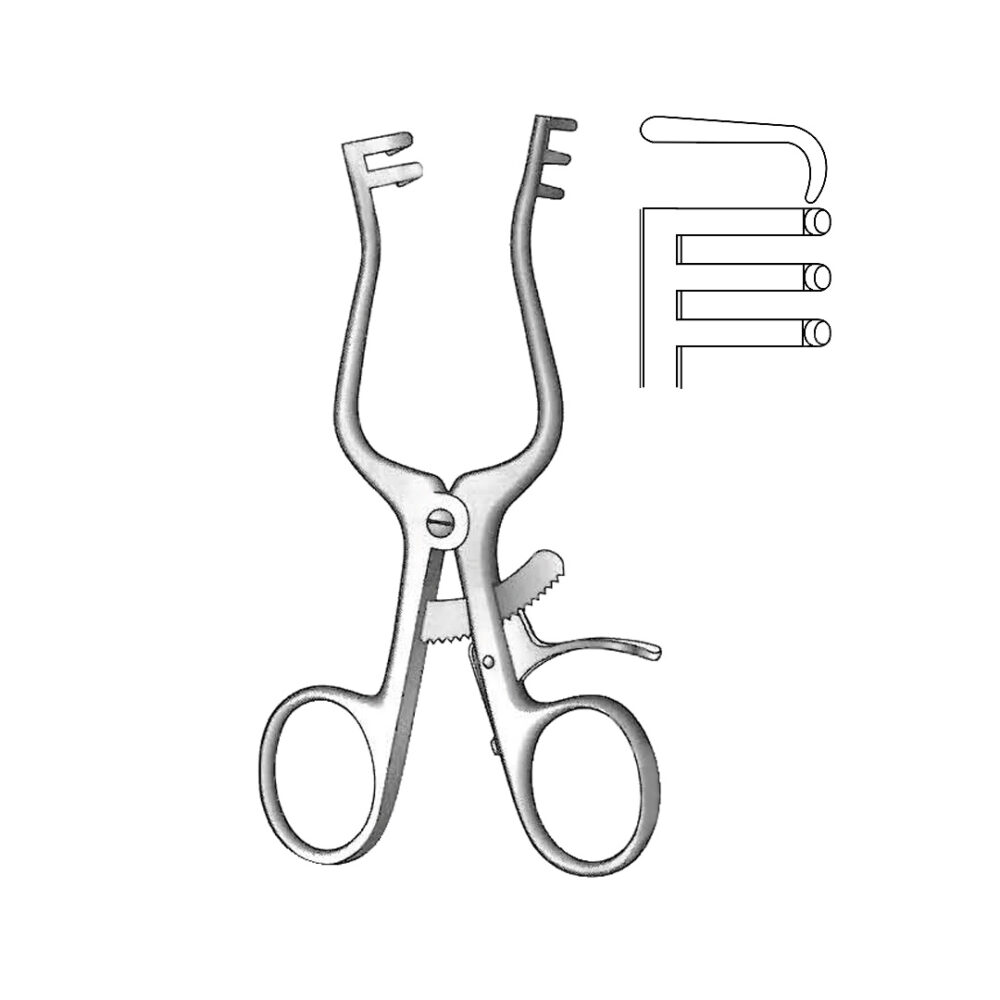 Weitlaner Retractor, Blunt, 2x3 Teeth 10.5cm