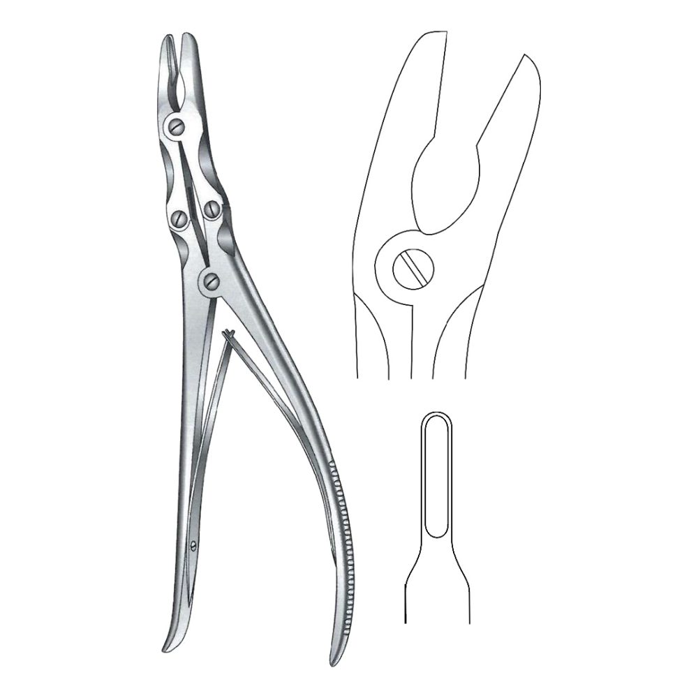 Leksell Stille Bone Rongeur Forceps, Curved, 3x16mm Bite 24cm