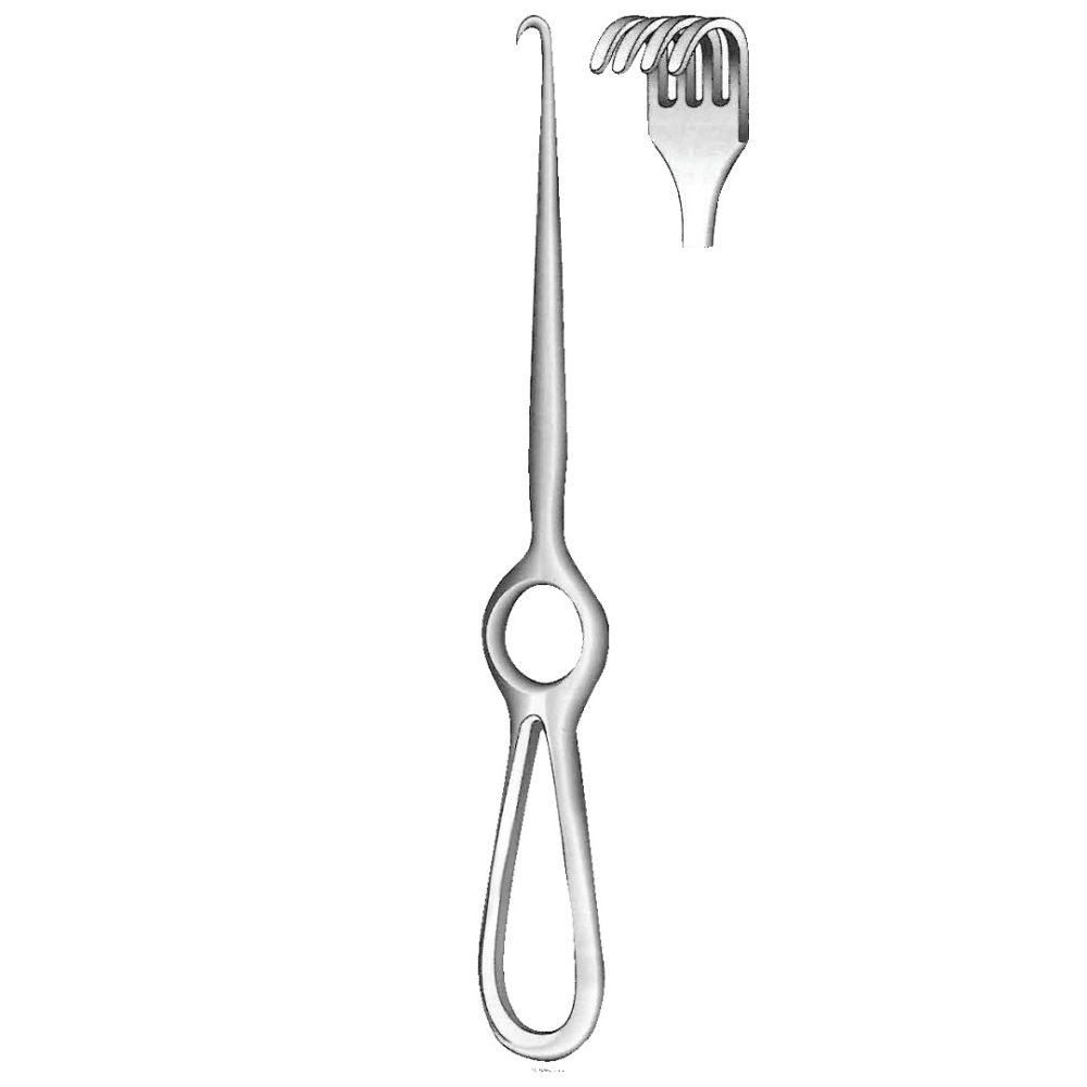 Volkman Retractor, 4 Prongs, Blunt 21.5cm