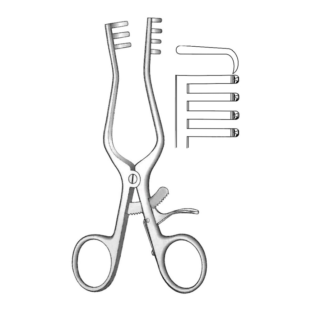 Weitlaner Retractor, Sharp, 3x4 Teeth 14cm