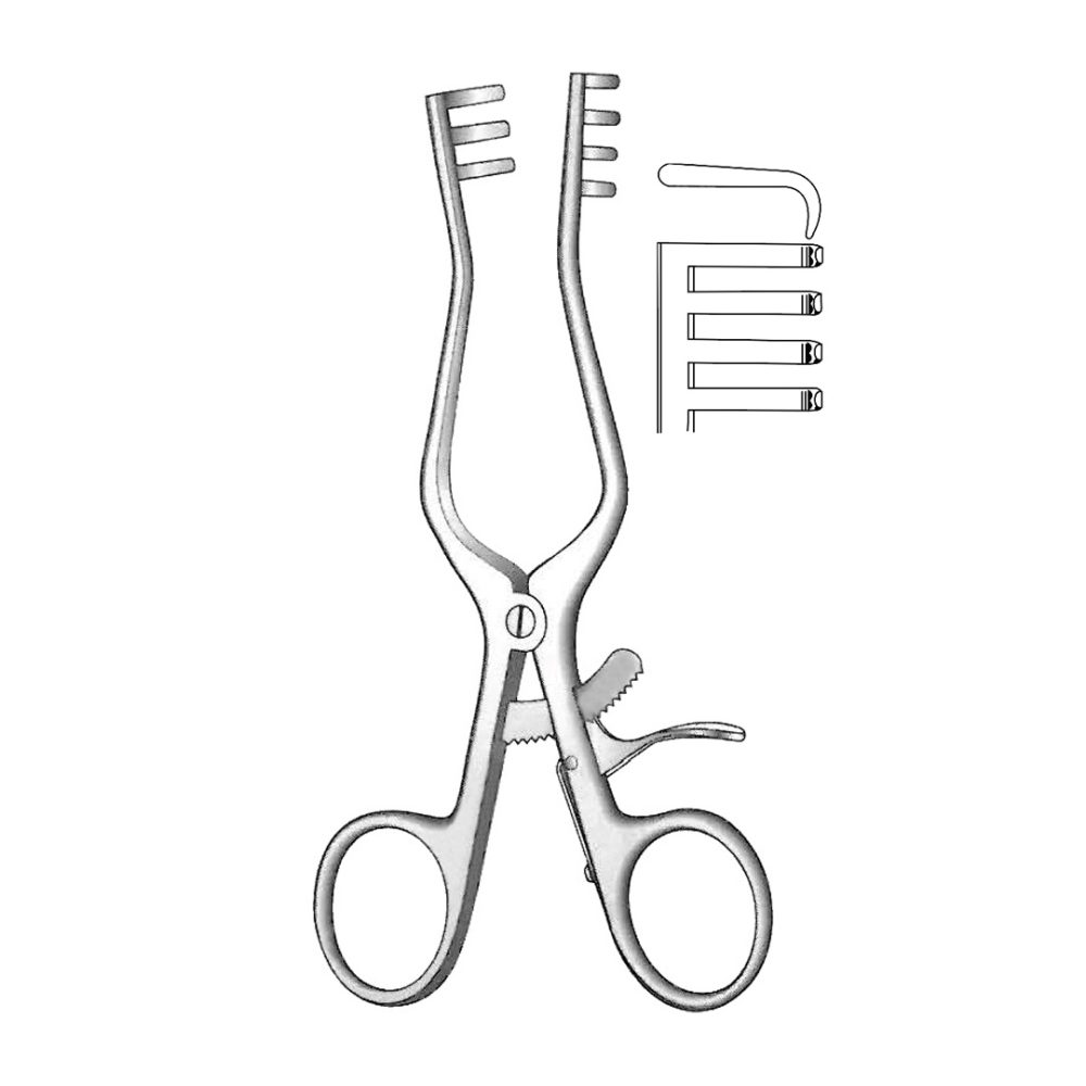 Weitlaner Retractor, Blunt, 3×4 Teeth 14cm