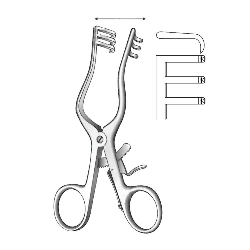 Wullstein Retractor, Sharp, 3x3 Teeth 14cm