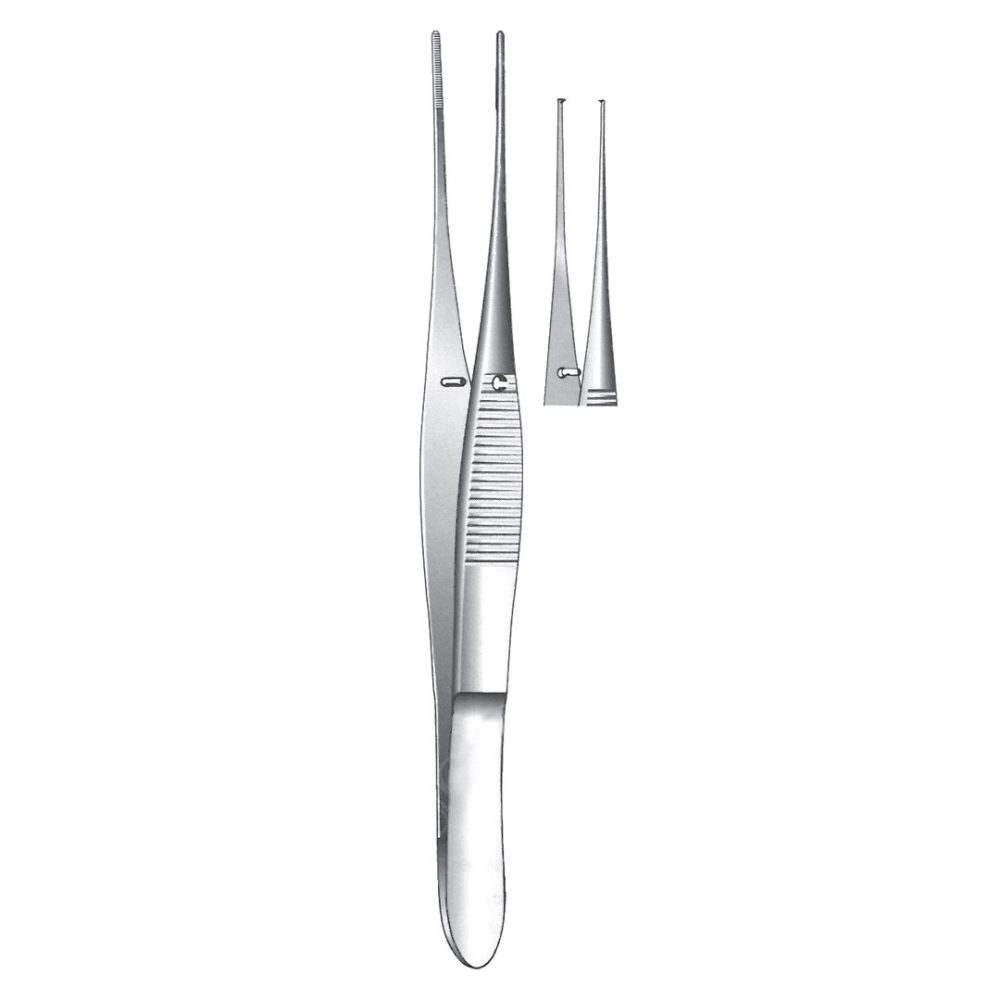 Graefe Iris Forceps, 1 x 2 Teeth, Straight 10 cm