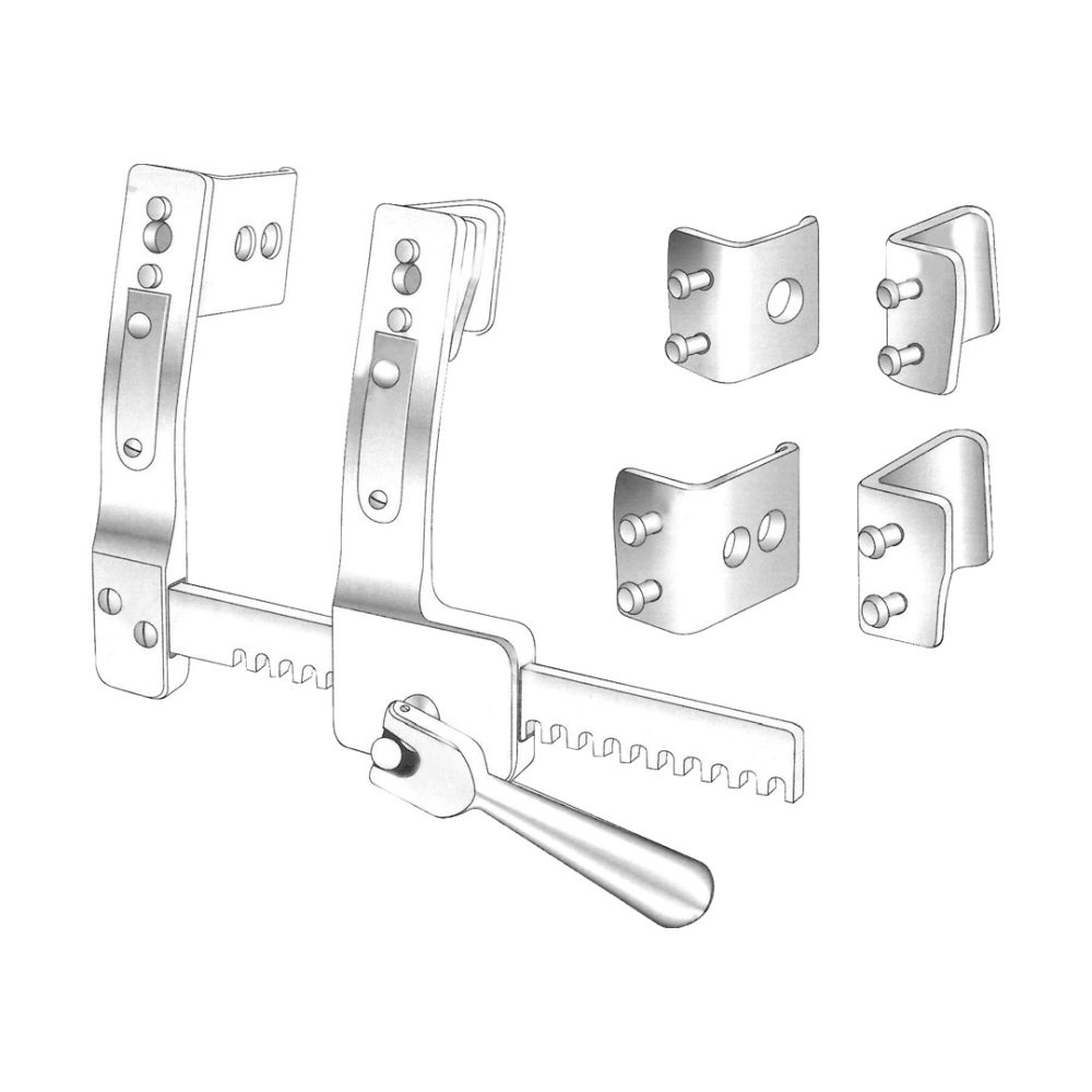 Buford Rib Spreader, with 2 pairs of blades, 48 x 42 x 135 mm