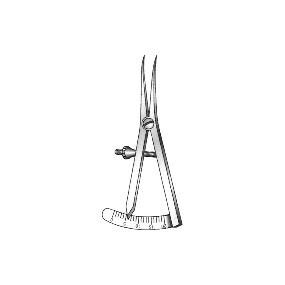 CASTROVIEJO EXAMINATION AND MEASURING INSTRUMENTS (CALIPERS) Measuring range 20 mm Curved  8 cm / 31/4Inches  A-DAI-130