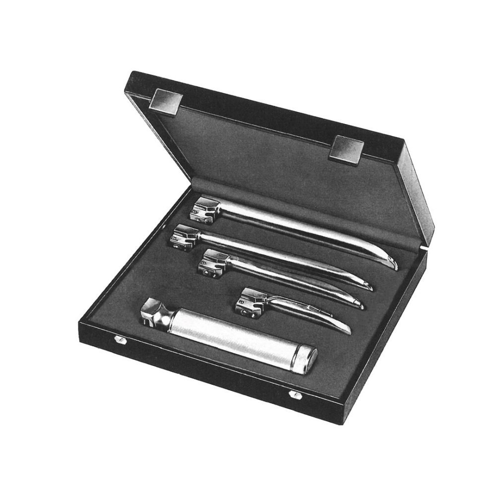 MILLER LARYNGOSCOPES Fiber Optics laryngoscope set with medium handle Set of 4 A-DAI-182