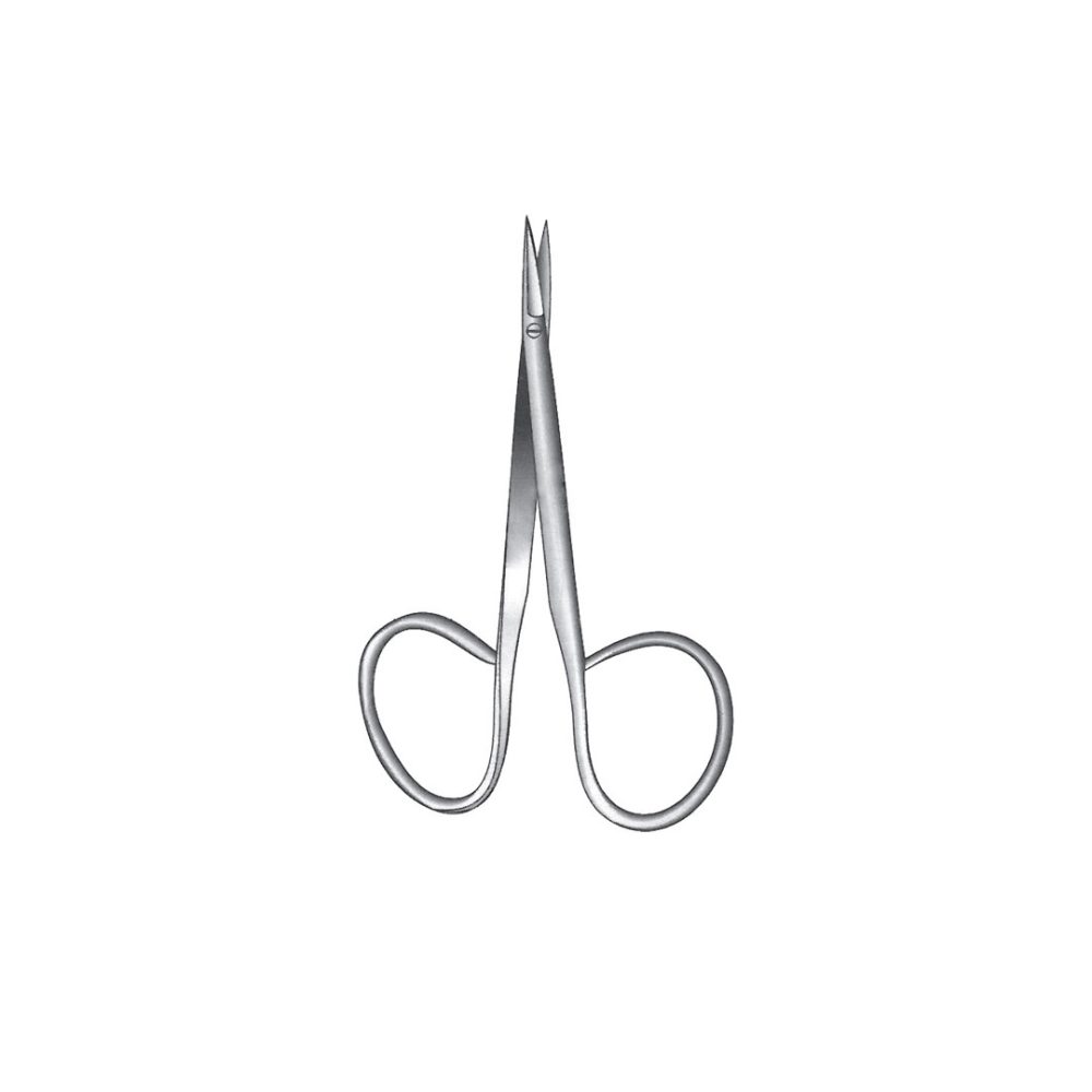 IRIS FINE OPERATING SCISSORS (RIBBON TYPE) Straight with 14mm blades Miniature pattern  ribbon type 10 cm