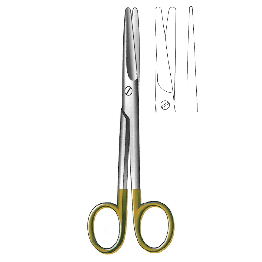 MAYO SCISSORS WITH TUNGSTEN CARBIDE INSERTS TC Gold  Straight 17 cm