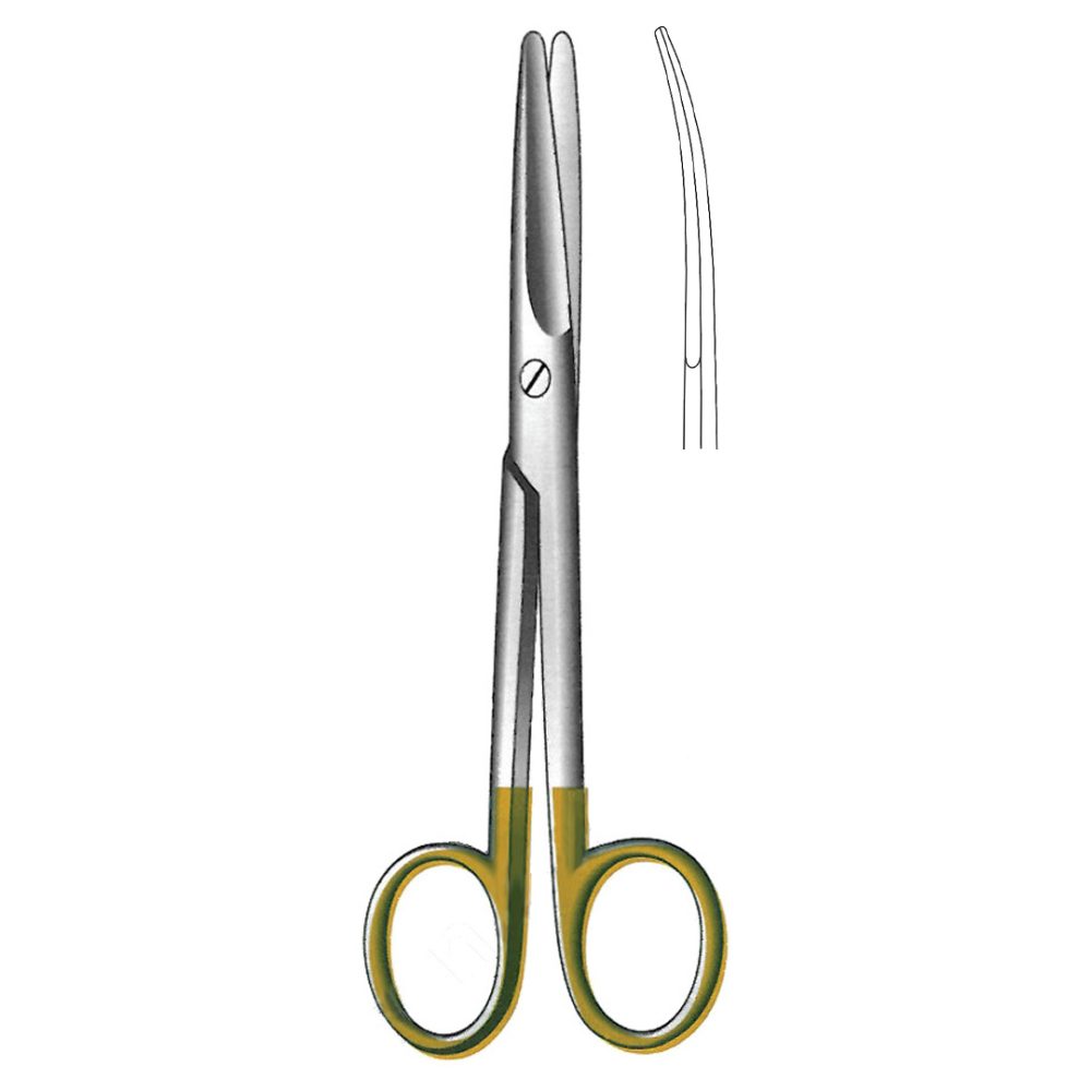MAYO SCISSORS WITH TUNGSTEN CARBIDE INSERTS TC Gold Curved 17 cm