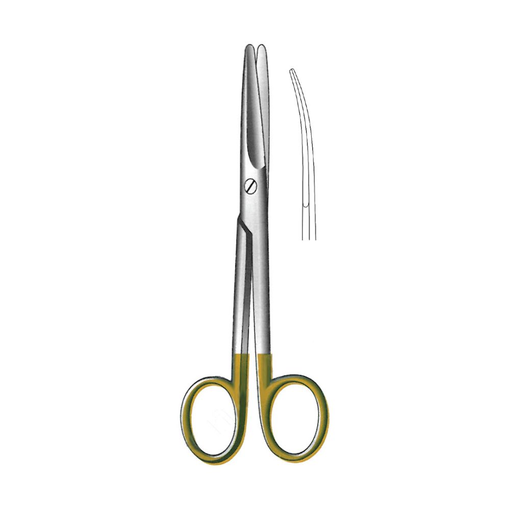 MAYO SCISSORS WITH TUNGSTEN CARBIDE INSERTS TC Gold Curved 23 cm